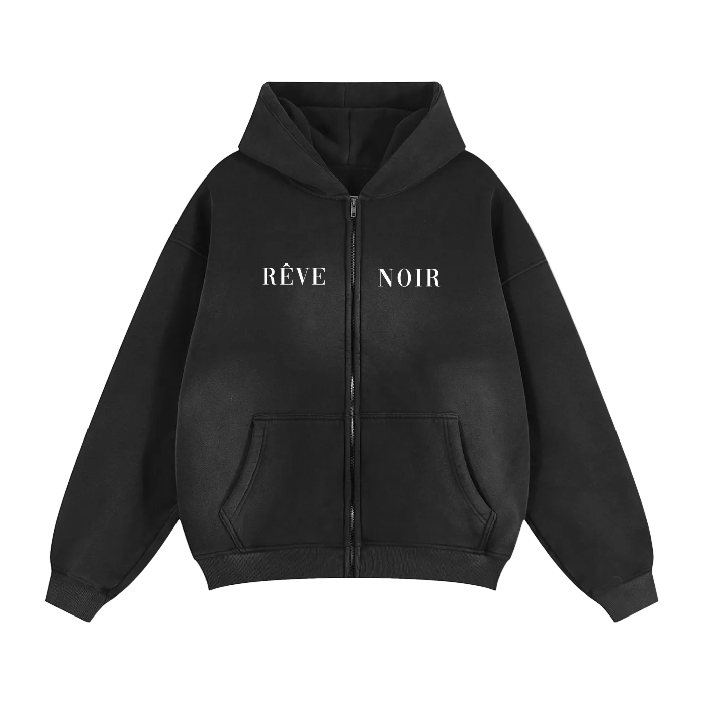 "For my Demons" Black Zip-Up Boxy Hoodie